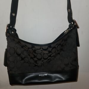 Coach Signature Black and Gray Shoulder Bag